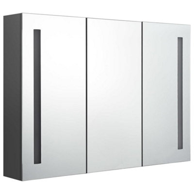 B&Q -  Stylish Led Bathroom Mirror Cabinet 89X14X62 Cm Grey