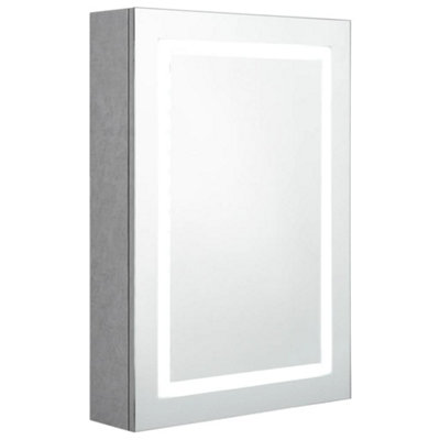 B&Q -  Stylish Led Bathroom Mirror Cabinet Concrete Grey 50X13X70 Cm