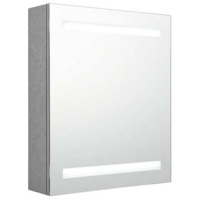 B&Q -  Stylish Led Bathroom Mirror Cabinet Concrete Grey 50X14X60 Cm