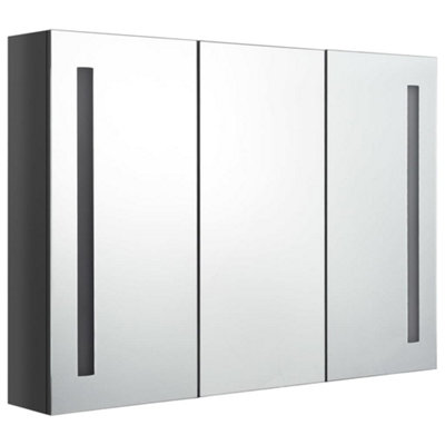 B&Q -  Stylish Led Bathroom Mirror Cabinet 89X14X62 Cm Shining Grey