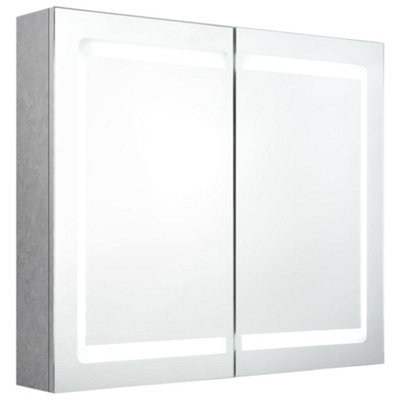 B&Q -  Stylish Led Bathroom Mirror Cabinet Concrete Grey 80X12X68 Cm