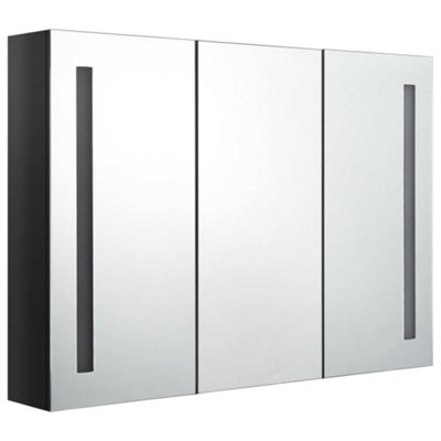 B&Q -  Stylish Led Bathroom Mirror Cabinet 89X14X62 Cm Shining Black