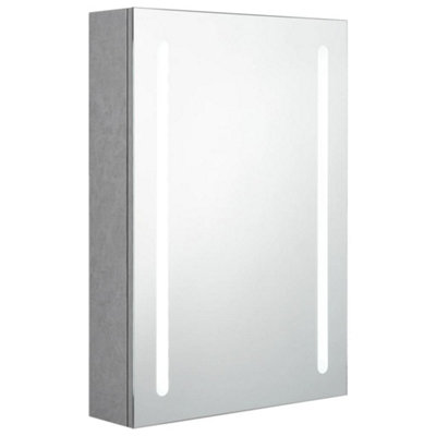 B&Q -  Stylish Led Bathroom Mirror Cabinet Concrete Grey 50X13X70 Cm