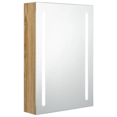 B&Q -  Stylish Led Bathroom Mirror Cabinet Oak 50X13X70 Cm