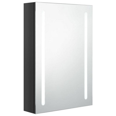 B&Q -  Stylish Led Bathroom Mirror Cabinet Shining Black 50X13X70 Cm