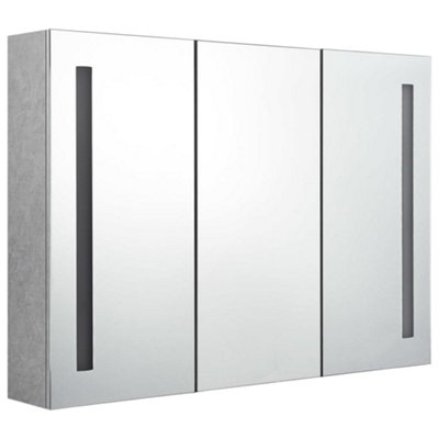B&Q -  Stylish Led Bathroom Mirror Cabinet Concrete Grey 89X14X62 Cm