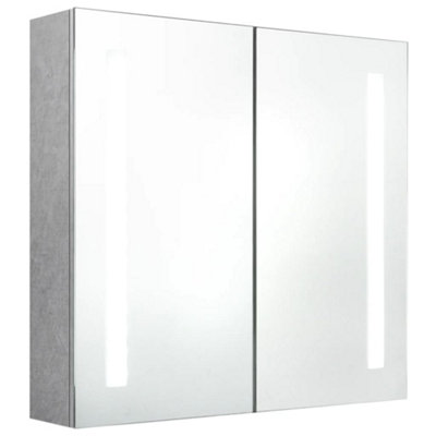 B&Q -  Stylish Led Bathroom Mirror Cabinet Concrete Grey 62X14X60 Cm