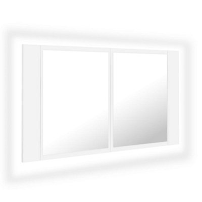 B&Q -  Stylish Led Bathroom Mirror Cabinet White 80X12X45 Cm