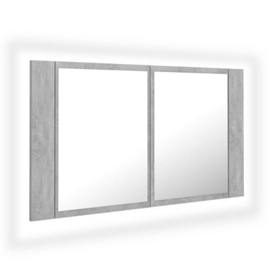 B&Q -  Stylish Led Bathroom Mirror Cabinet Concrete Grey 80X12X45 Cm
