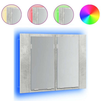 B&Q -  Stylish Led Bathroom Mirror Cabinet Concrete Grey 60X12X45 Cm