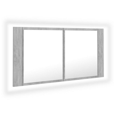 B&Q -  Stylish Led Bathroom Mirror Cabinet Concrete Grey 90X12X45 Cm