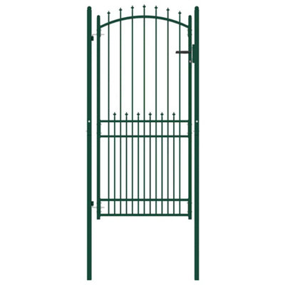 B&Q -  Sturdy Fence Gate With Spikes Steel 100X200 Cm Green