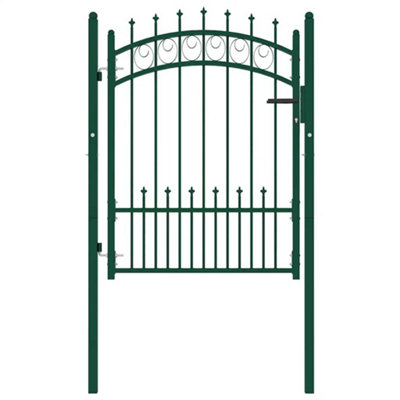 B&Q -  Sturdy Fence Gate With Spikes Steel 100X125 Cm Green