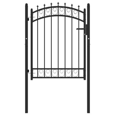 B&Q -  Sturdy Fence Gate With Spikes Steel 100X125 Cm Black