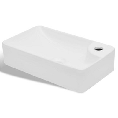B&Q -  Modern Ceramic Bathroom Sink Basin With Faucet Hole White
