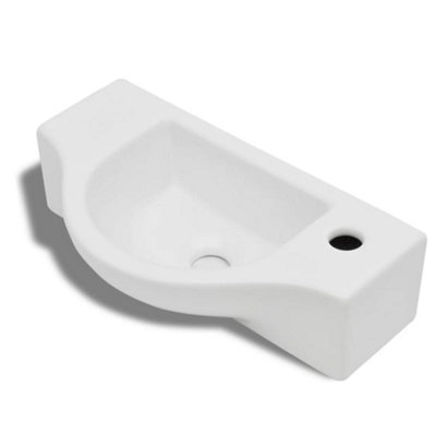B&Q -  Modern Ceramic Bathroom Sink Basin With Faucet Hole White