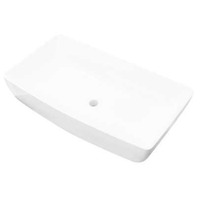 Berkfield Modern Luxury Ceramic Basin Rectangular Sink White 71 X 39 Cm from B&Q