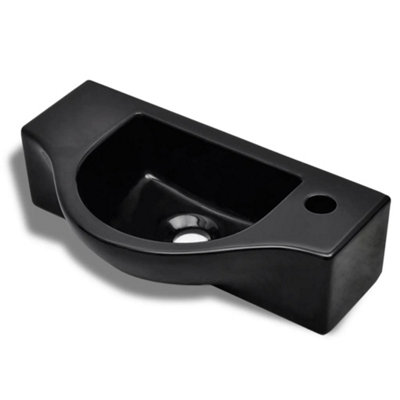 B&Q -  Modern Ceramic Bathroom Sink Basin With Faucet Hole Black