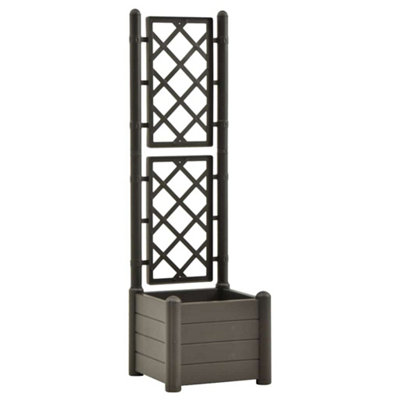 B&Q -  Beautiful Garden Planter With Trellis 43X43X142 Cm Pp Anthracite