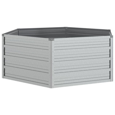 B&Q -  Practical Garden Raised Bed 129X45 Cm Galvanized Steel Silver
