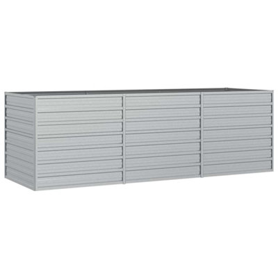 B&Q -  Practical Garden Raised Bed 240X80X77 Cm Galvanized Steel Silver