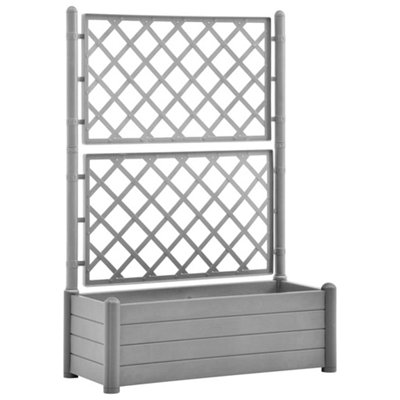 B&Q -  Beautiful Garden Planter With Trellis 100X43X142 Cm Pp Stone Grey