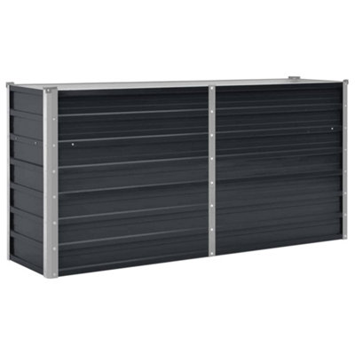 B&Q -  Practical Garden Raised Bed Anthracite 160X40X77 Cm Galvanised Steel