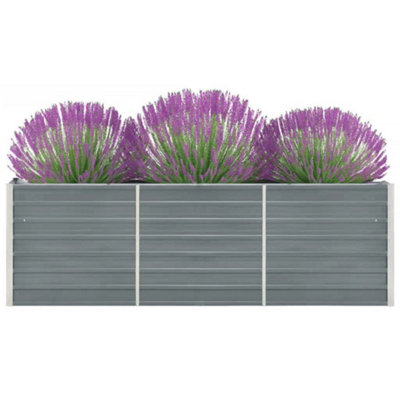 B&Q -  Practical Garden Raised Bed Galvanised Steel 240X40X77 Cm Grey