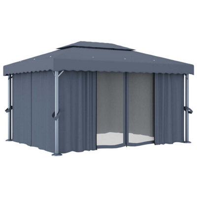 Berkfield Stylish Gazebo With Curtain 4X3 M Anthracite Aluminium from B&Q