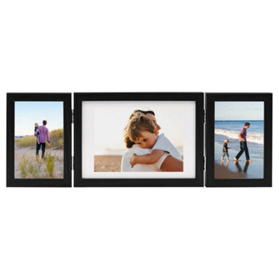 Berkfield Modern Trifold Photo Frame Collage Black 22X15 Cm+2X from B&Q