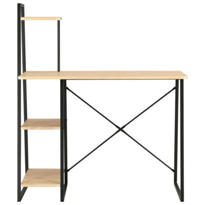 Berkfield Modern Desk With Shelving Unit Black And Oak 102X50X117 Cm from B&Q