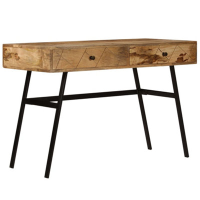 B&Q -  Industrial Writing Desk With Drawers Solid Mango Wood 110X50X76 Cm