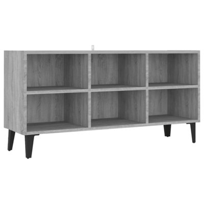 Berkfield Sturdy Tv Cabinet With Metal Legs Grey Sonoma 103.5X30X50 Cm