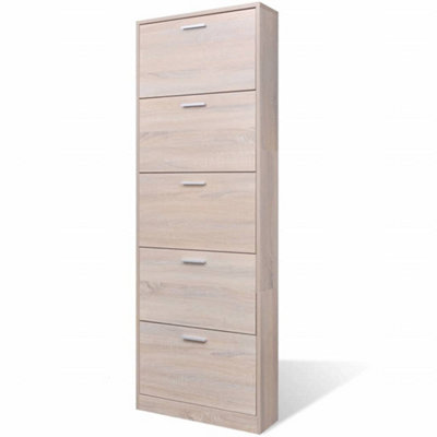 Berkfield Stylish Oak Look Wooden Shoe Cabinet With 5 Compartments from B&Q
