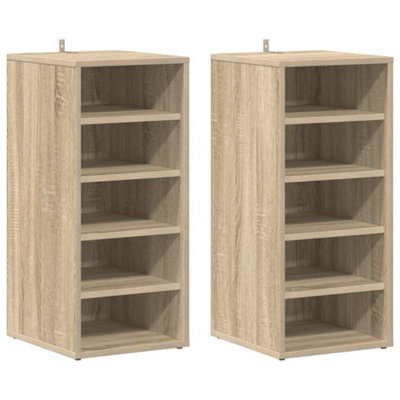 Berkfield Durable Shoe Cabinets 2 Pcs Sonoma Oak 31.5X35X70 Cm Engineered Wood from B&Q