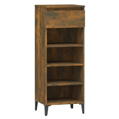 Berkfield Industrial Shoe Rack Smoked Oak 40X36X105 Cm Engineered Wood from B&Q