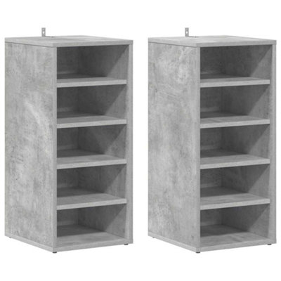 Berkfield Durable Shoe Cabinets 2 Pcs Concrete Grey 31.5X35X70 Cm Engineered Wood from B&Q