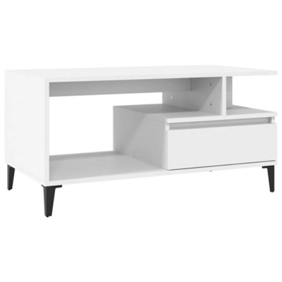Berkfield Industrial Coffee Table White 90X49X45 Cm Engineered Wood
