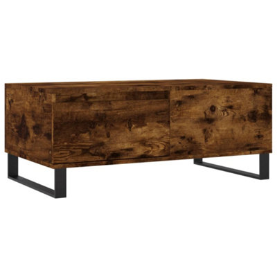 Berkfield Modern Coffee Table Smoked Oak 90X50X36.5 Cm Engineered Wood