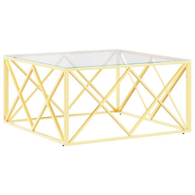 Berkfield Durable Coffee Table 80X80X40 Cm Stainless Steel And Glass from B&Q