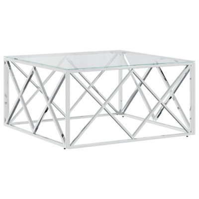 Berkfield Durable Coffee Table 80X80X40 Cm Stainless Steel And Glass from B&Q