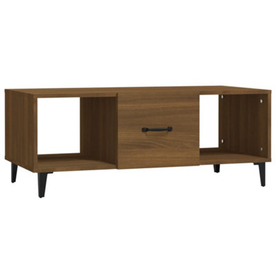 B&Q -  Sturdy Coffee Table Brown Oak 102X50X40 Cm Engineered Wood