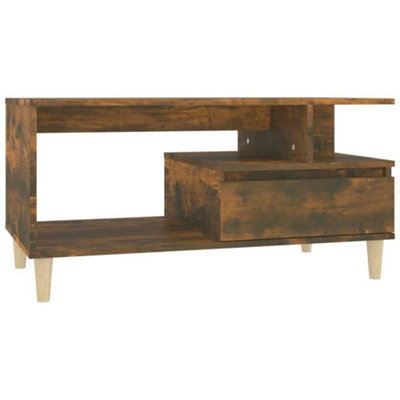 Berkfield Durable Coffee Table Smoked Oak 90X49X45 Cm Engineered Wood
