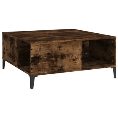 B&Q -  Sturdy Coffee Table Smoked Oak 80X80X36.5 Cm Engineered Wood