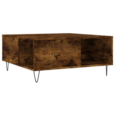 Berkfield Modern Coffee Table Smoked Oak 80X80X36.5 Cm Engineered Wood