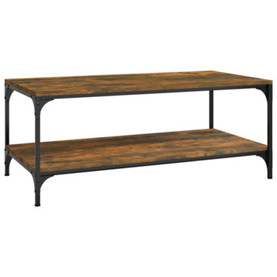 Berkfield Industrial Coffee Table Smoked Oak 100X50X40 Cm Engineered Wood