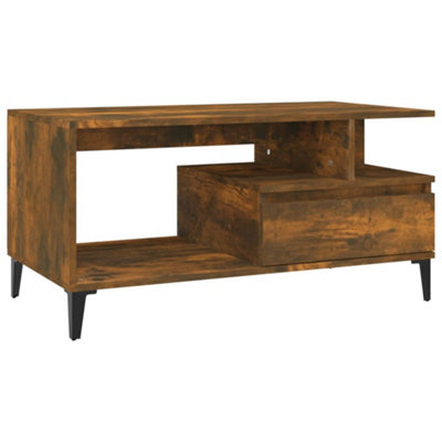 Berkfield Industrial Coffee Table Smoked Oak 90X49X45 Cm Engineered Wood