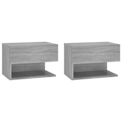 B&Q -  Durable Wall-Mounted Bedside Cabinets 2 Pcs Grey Sonoma