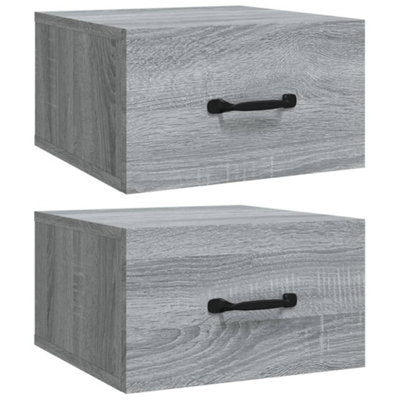 B&Q -  Elegant Wall-Mounted Bedside Cabinets 2 Pcs Grey Sonoma 35X35X20 Cm