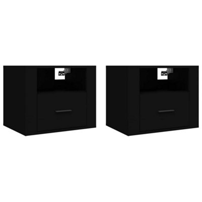 B&Q -  Elegant Wall-Mounted Bedside Cabinets 2 Pcs Black 50X36X40 Cm
